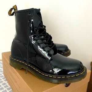 Dr Martens 1460 Black Patent Leather Boots - Patent Lamper, Size 9